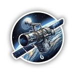 Hubble Space Telescope Orbiting Earth   Sticker (Peel N'Stick)